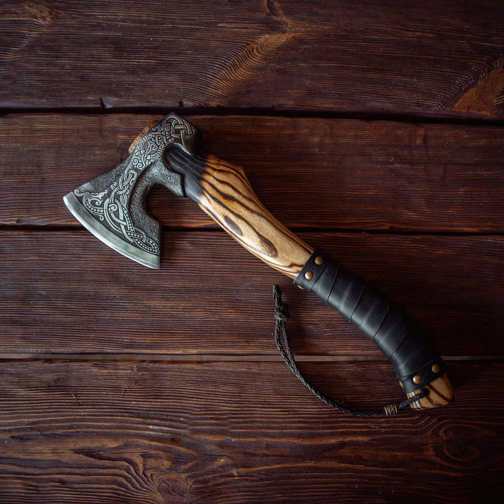 Vine Viking Axe Wrap Ash Wood Handle Best Camping Hatchet | Wedding Gift, Anniversary Gift, Best Gift For Him