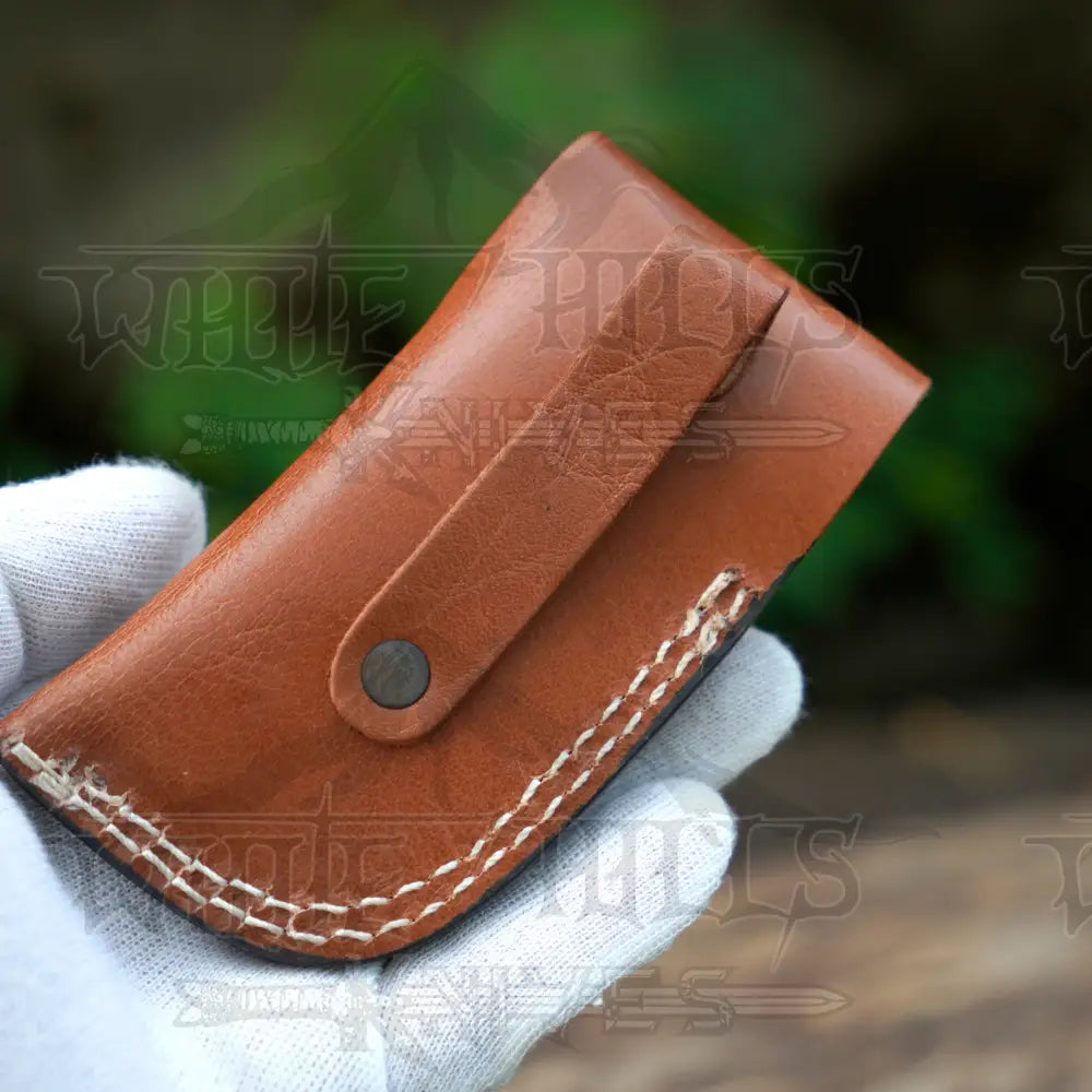 7" Handmade Forged Damascus Pocket Folding Knife with Clip - Pakka Wood Handle - Damascus Bolster WH 3537-CP