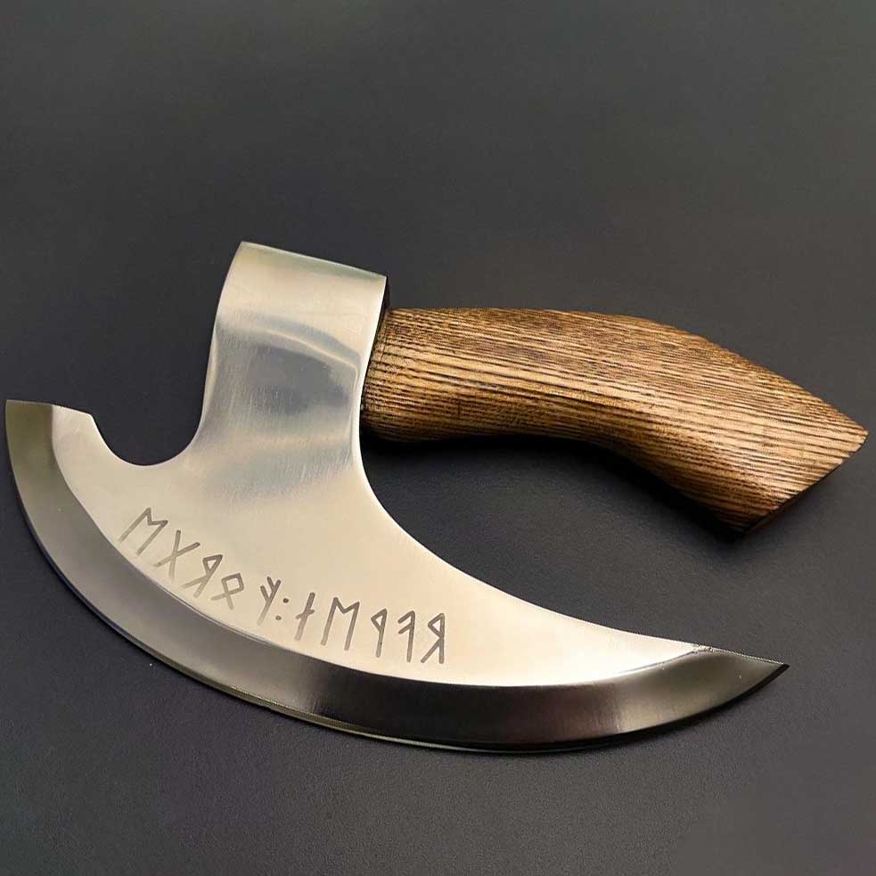 The Original Engraved Runes Viking Pizza Axe Best Viking Pizza Cutter Axe | Wedding Gift, Anniversary Gift, Birthday Gift