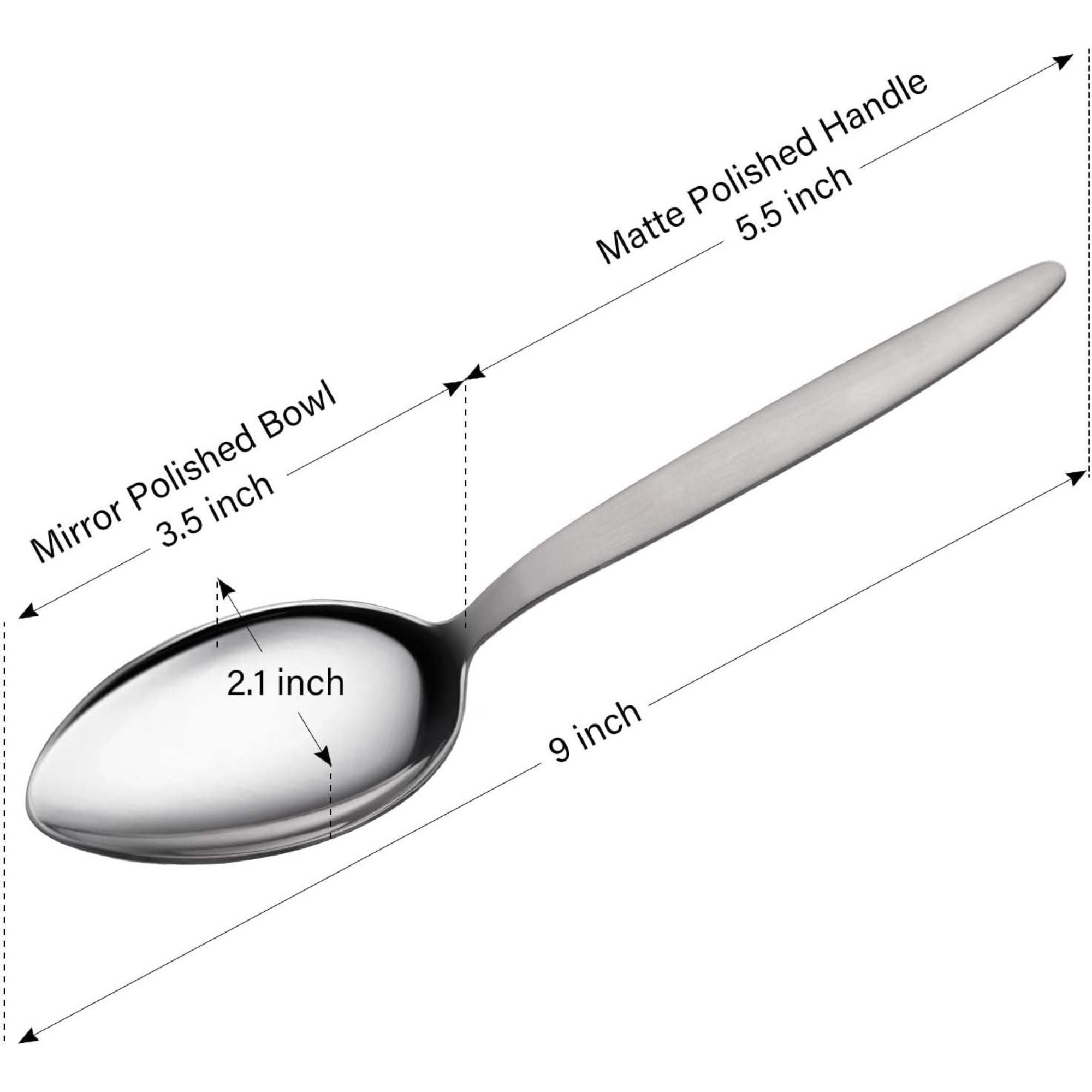 Kunz Perforated and Regular Set | Pack of 2 | 18/10 Stainless Steel | 9 Inch Cooking Dinner Serving Basting Quenelle Chef Spoon |