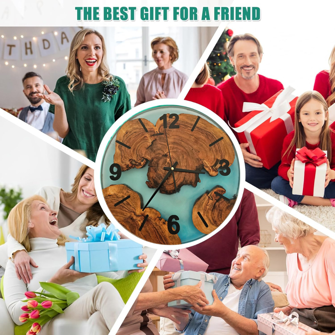 Handmade Wall clock Resin wood