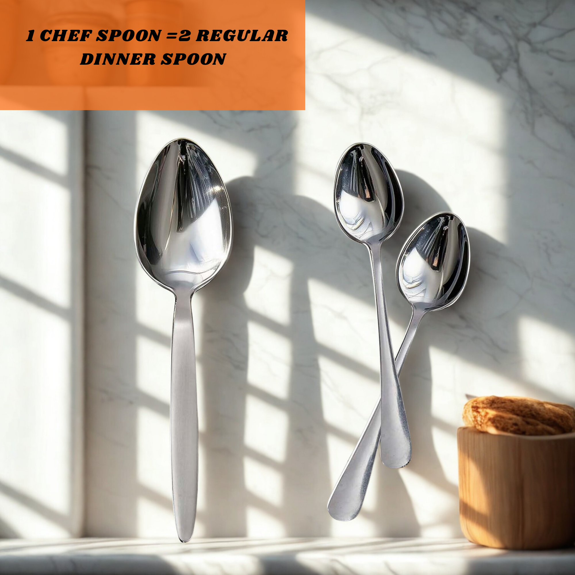 Chef Kunz Spoon | 9 inch 2.5 Tbsp18/10 Stainless Steel Serving Spoon | Basting Quenelle Cooking Plating Dinner Chef Spoons