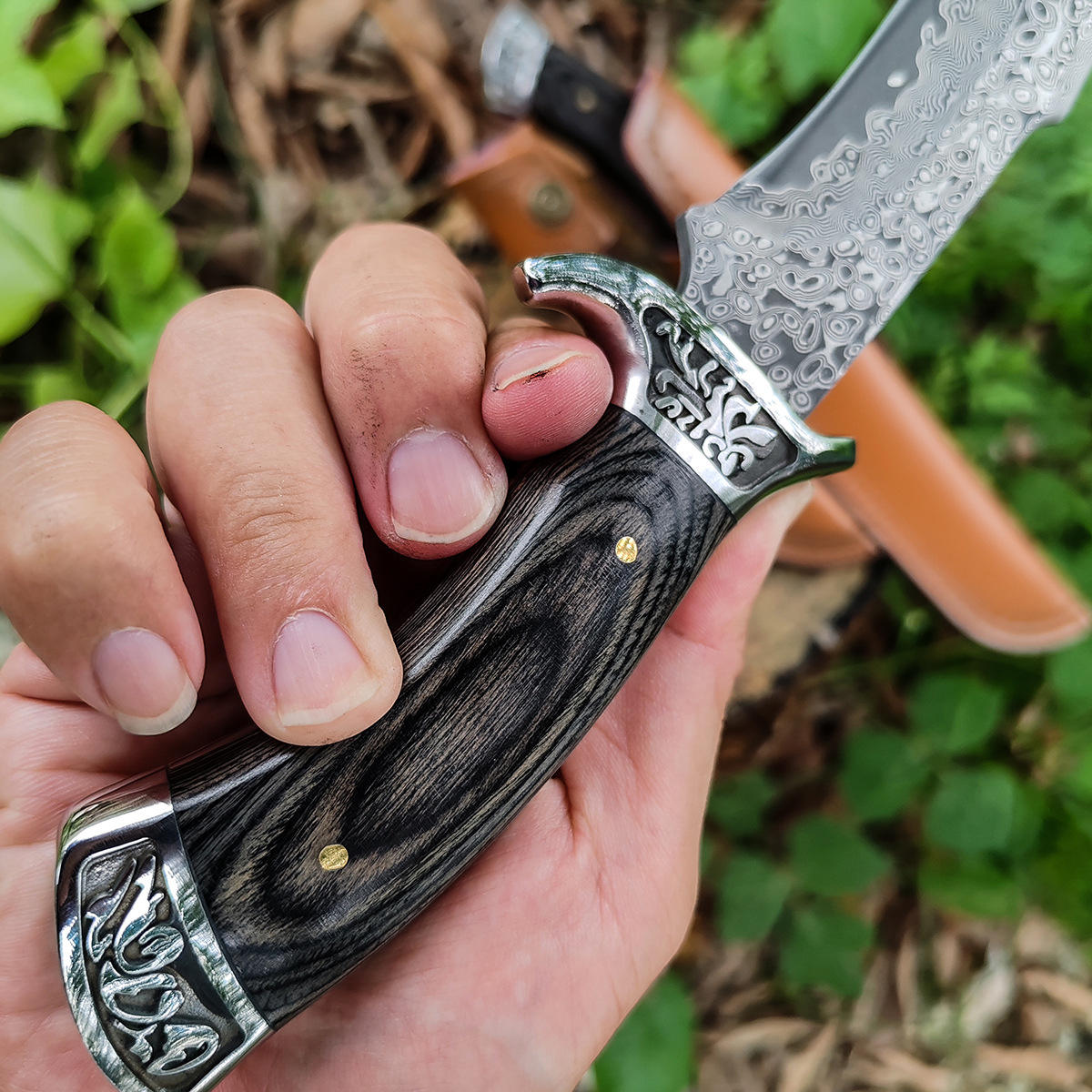 Custom Hand Forged Damascus Steel Hunting Knife EDC-Fixed blade knife