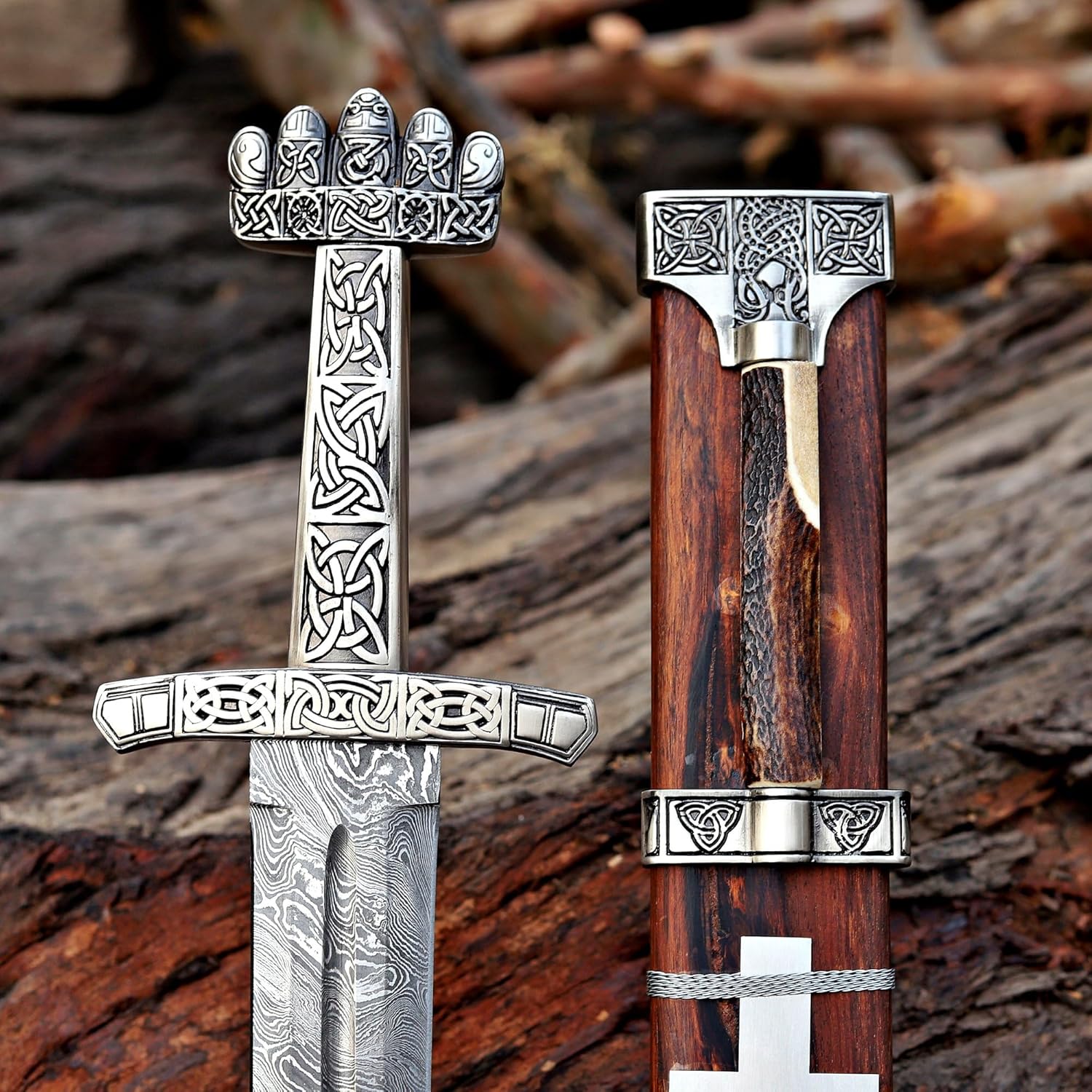 Handmade Damascus Steel Real Viking Style Sword |