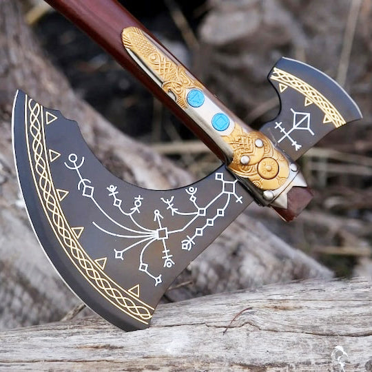 Kratos Leviathan Viking Axe Best Scandinavian Viking axe Celtic Hatchet | Best Wedding Gift, Christmas Gift, Birthday Gift