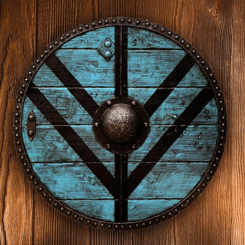 Lagertha Shieldmaiden Plank Blue Viking Shield, 24"