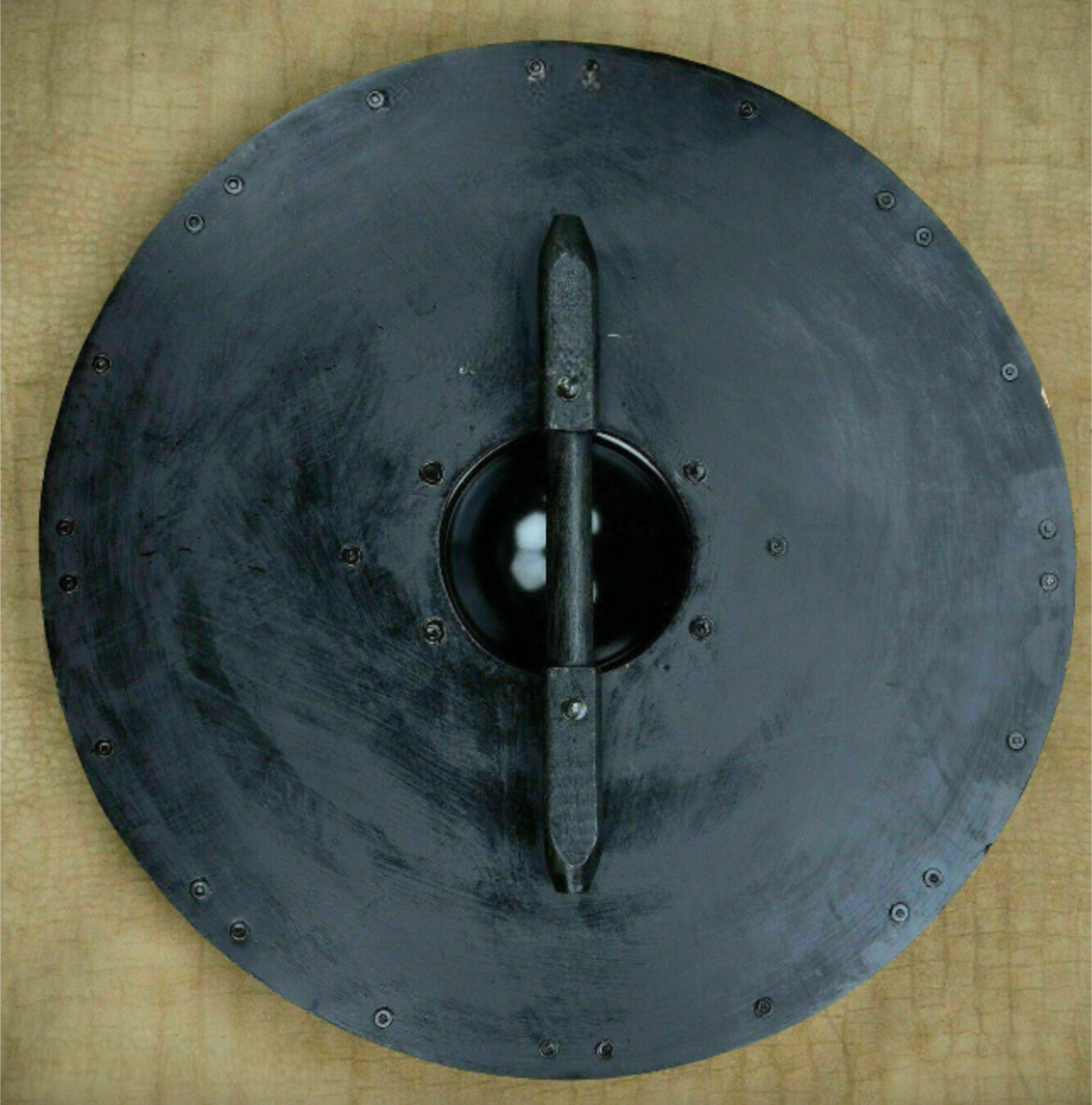 Medieval Red Shield with Silver-like Gauge