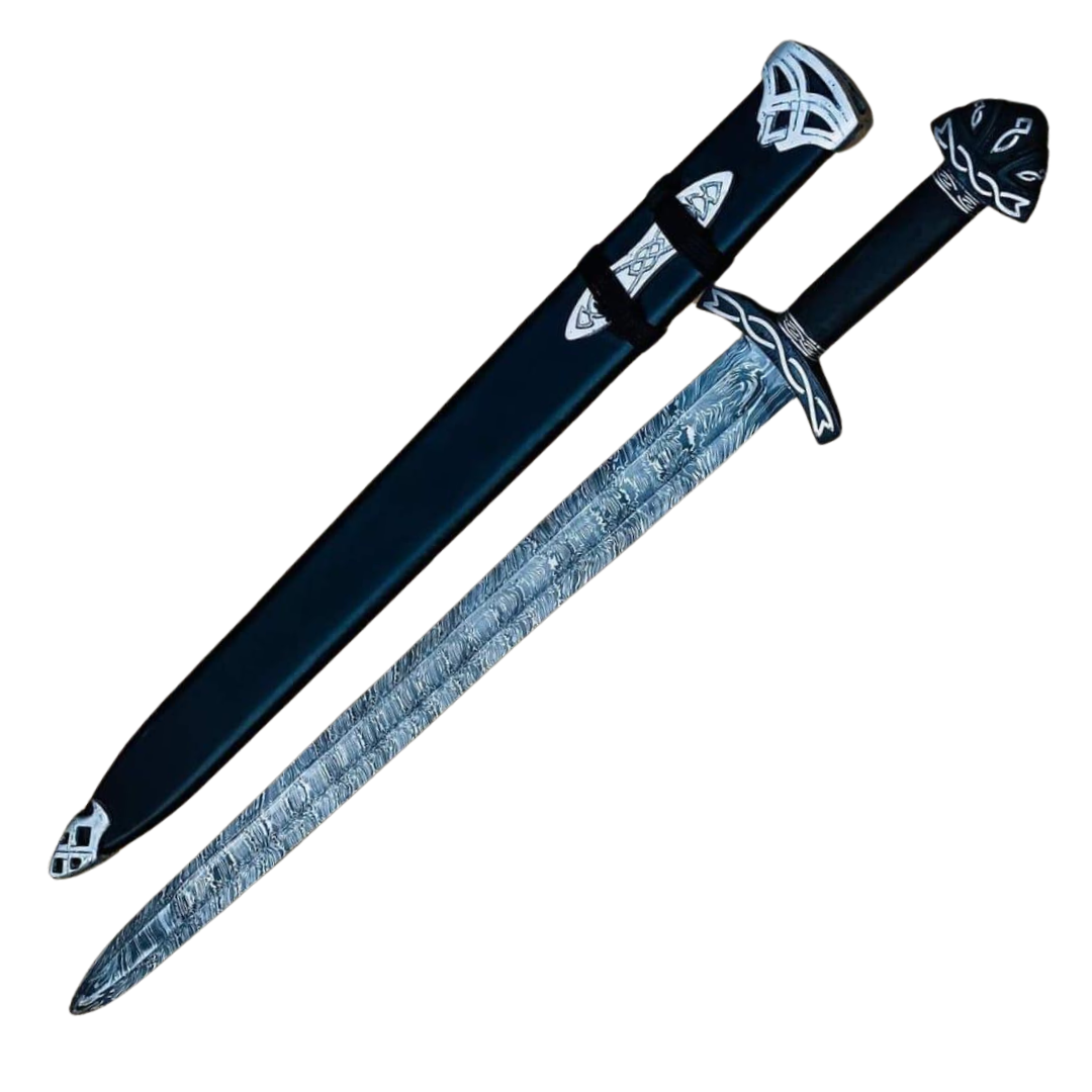 Handmade Damascus Steel Real Viking Style Sword, Collectible Medieval Replica