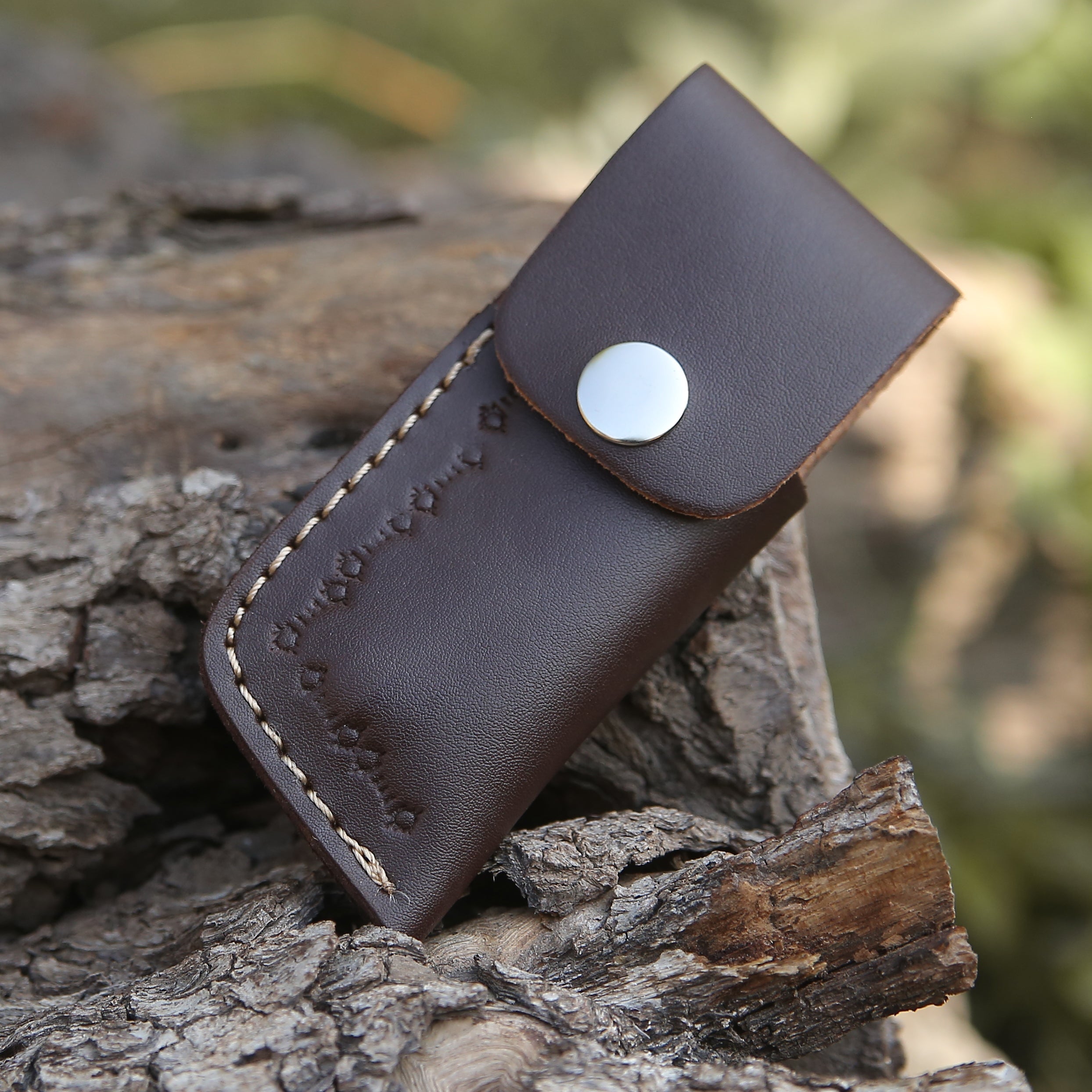 Custom Hand Forged Damascus Folding Knife With Steel Bolster & Stained Wood Handle WH 141