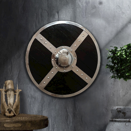 Black Medieval Plank Viking Shield, 24"