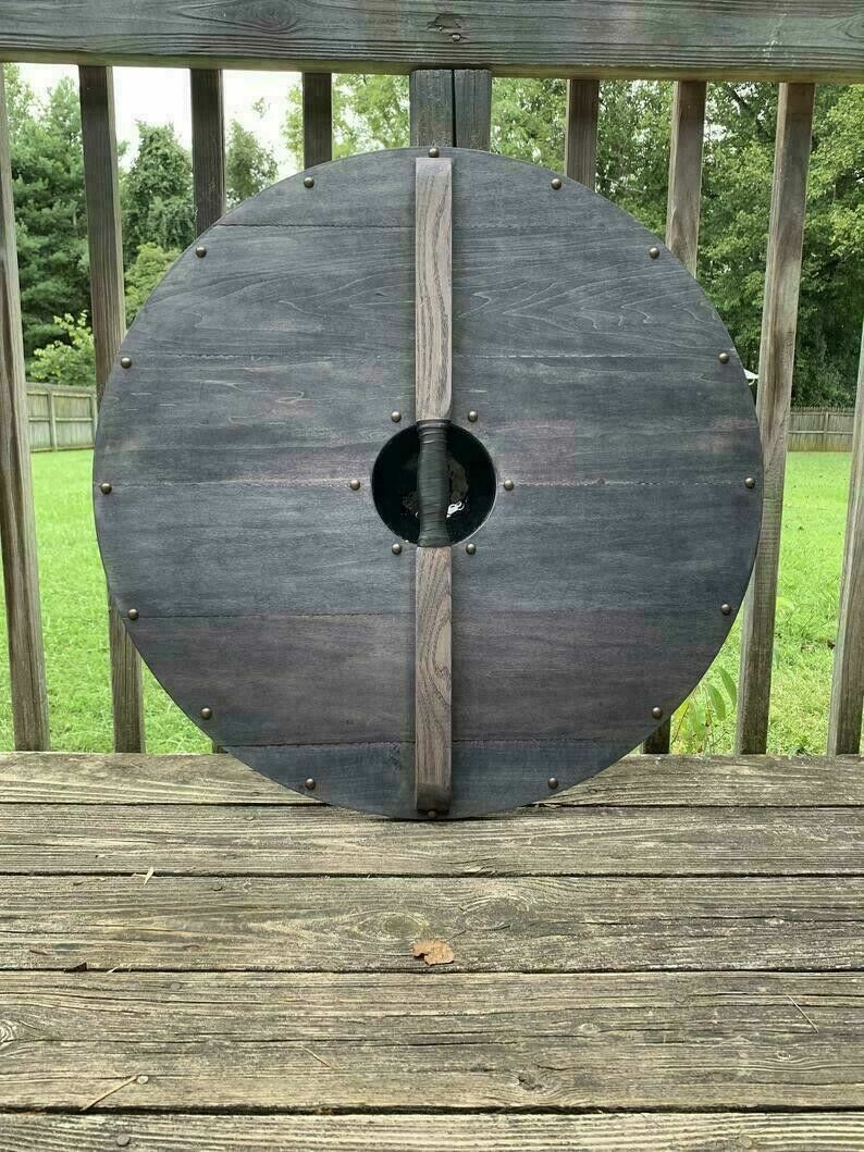 Black Medieval Plank Viking Shield, 24"