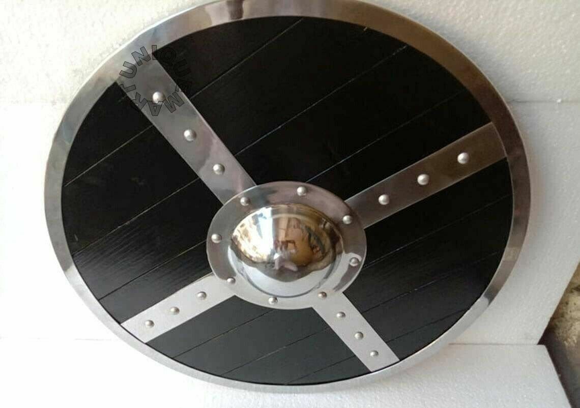 Black Medieval Plank Viking Shield, 24"