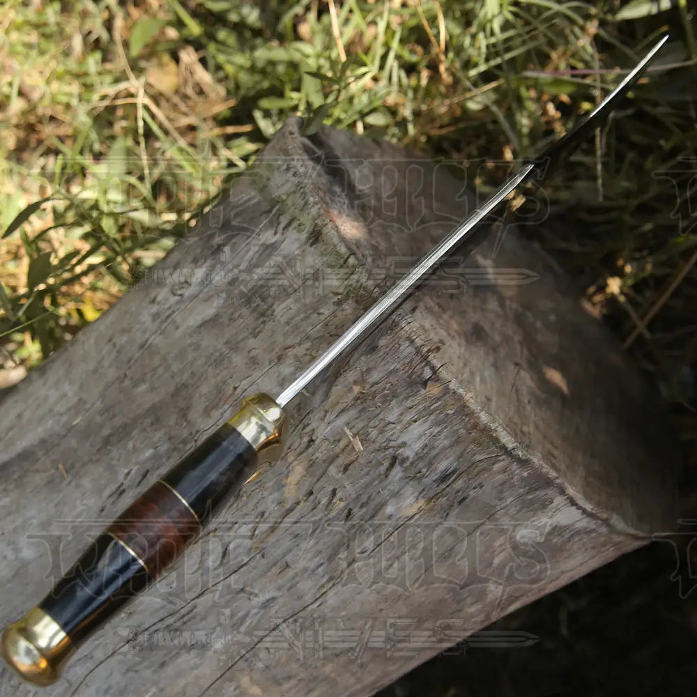 Bowie Knife - Handmade D2 Bowie Knife Steel Hunting Fix Blade - Bull Horn & Leather Handle