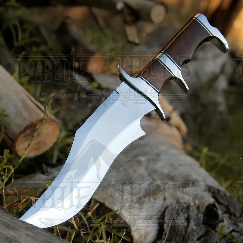 Bowie Knife - Handmade Fix Blade Hunting Knife - Semi Stainless Steel - Rose Wood Handle