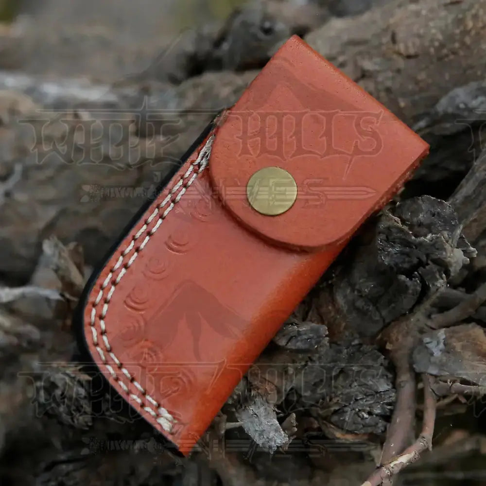 Handmade Damascus Pocket Knife-Camping Folding Blade With Pakka Wood Handle