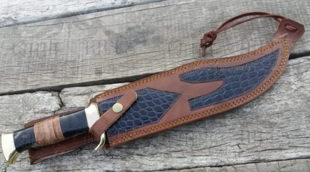 15" Handmade Damascus Steel Bowie Hunting Knife- Buffalo Horn Handle