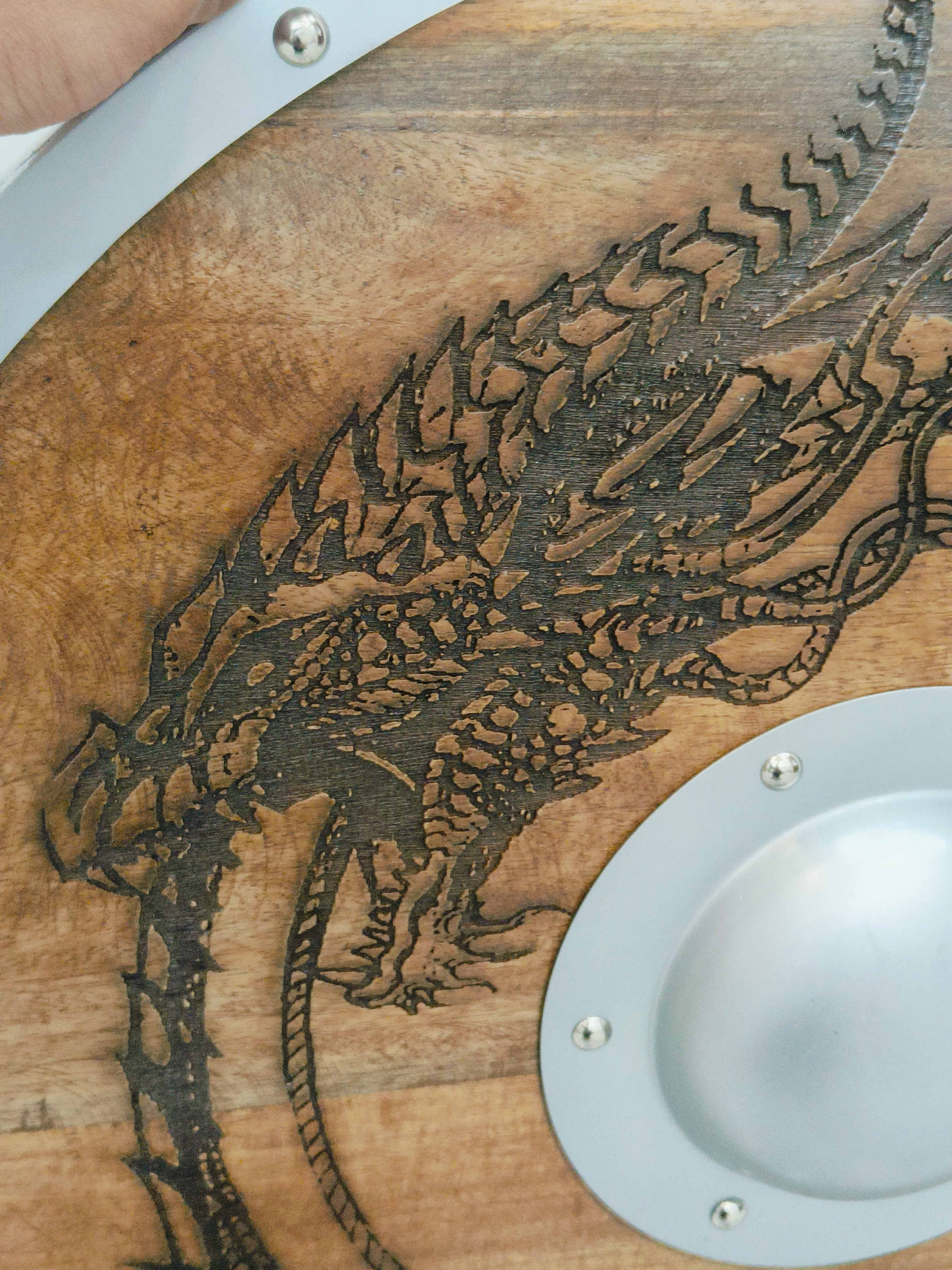 Carved Norse Runic Dragon Shield With Crown Authentic Viking Shield, 24"